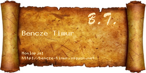 Bencze Timur névjegykártya